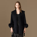 Cashmere coat women's short fox fur cuffs