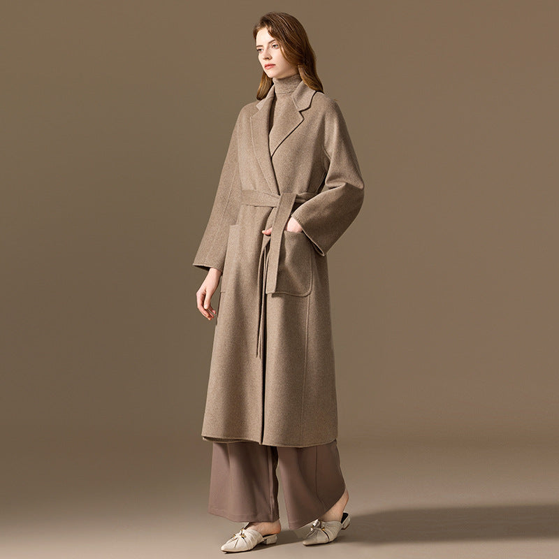 Double sided cashmere coat women's long coat